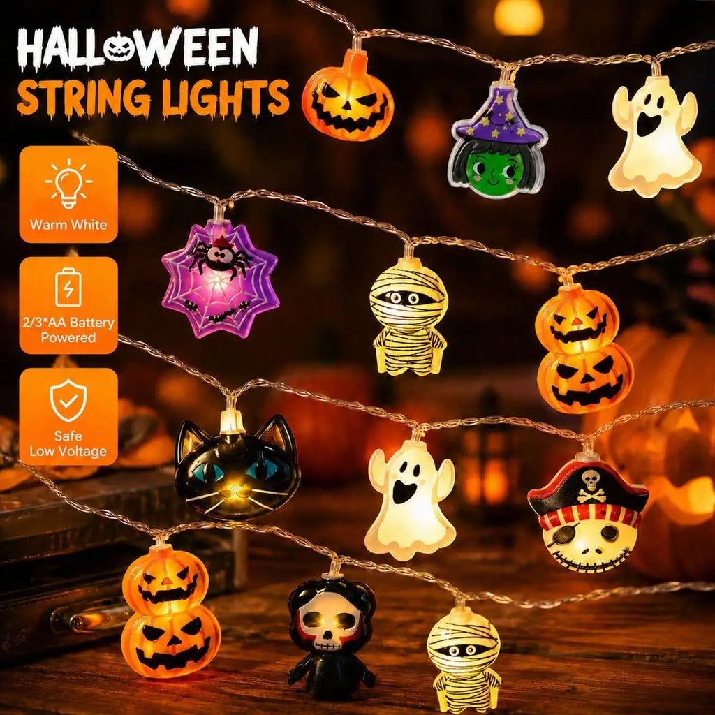 Catena di luci LED decorative per Halloween, 3 V