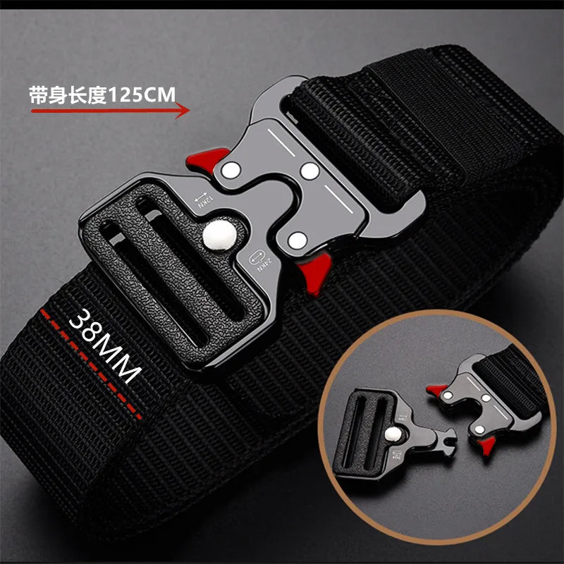 1-Piece Men's Tactical Sports Belt, Quick-Release Symmetrical Buckle, Polyester Fiber, Suitable for Outdoor Military Training