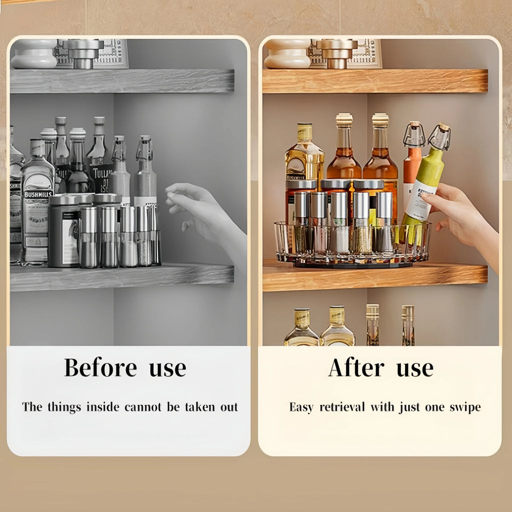 Organizador giratorio 360 para especias, estante para armario de cocina, bandeja giratoria con base para almacenamiento de condimentos y cosméticos