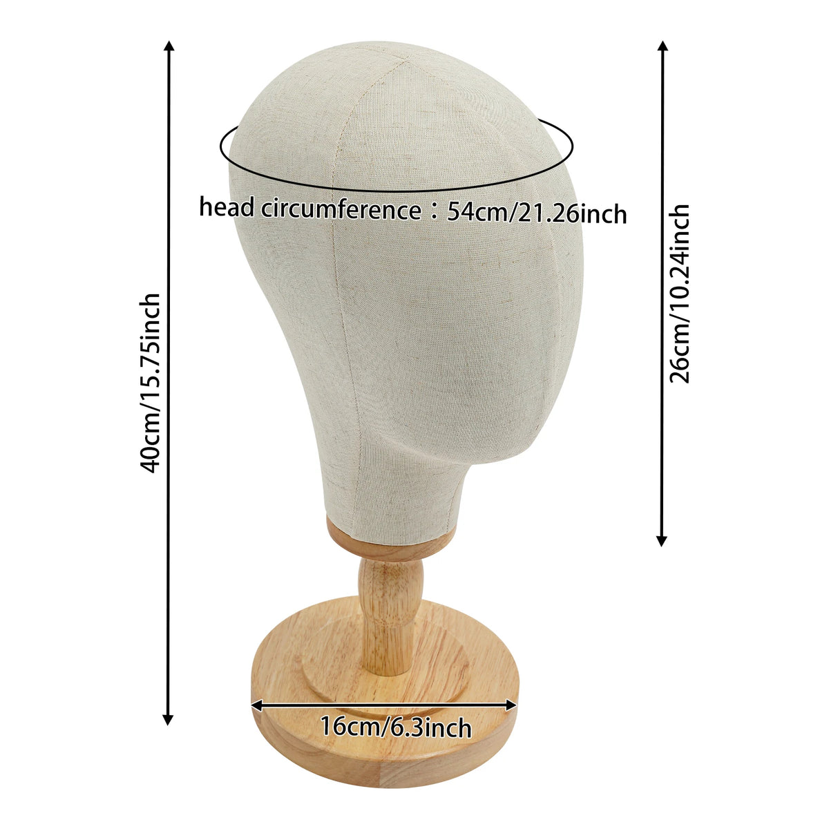Cabeza de maniquí de lino beige, soporte para peluca, expositor de maniquí para pelucas, sombreros y gafas