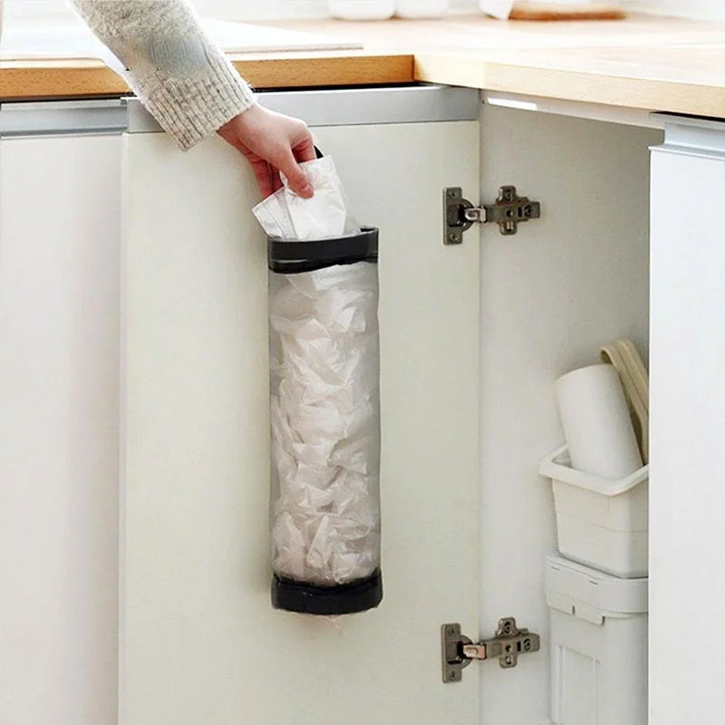 Soporte de pared para bolsas de comestibles, dispensador colgante de bolsas de plástico, organizador de almacenamiento para bolsas de basura en la cocina