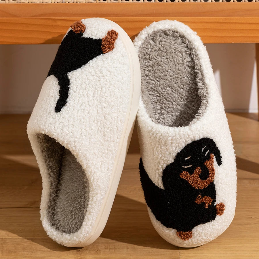 Chaussons pour femme dessin animé mignon et original chien basset chaussettes d’intérieur chaudes confortables légères pour chambre hivernales en coton pour couple