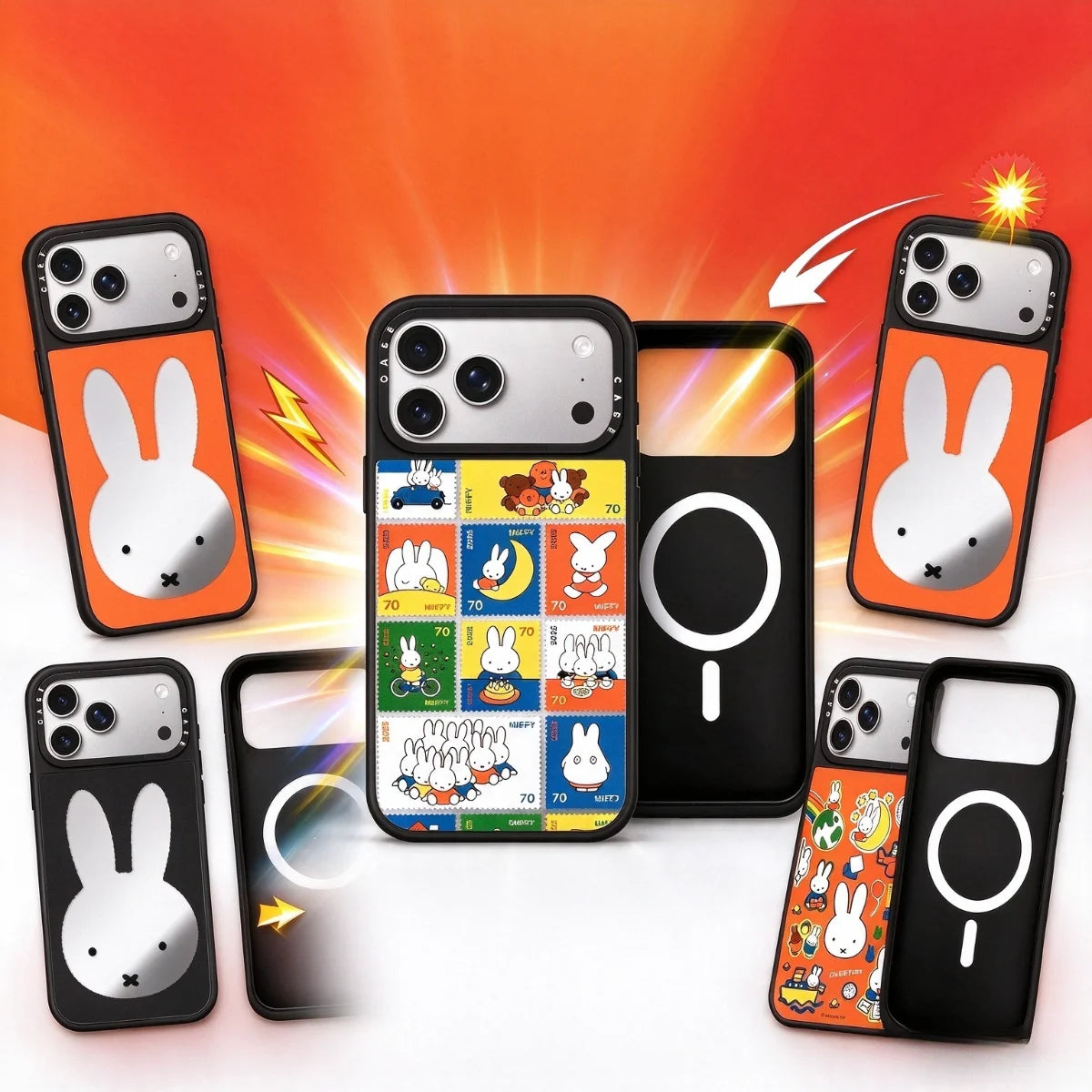 Kawaii Anime Miffy Magnetic Phone Case Limited Edition Cartoon Collection 18promax 18pro 17promax 16Pro 15Plus 14Promax 13 12