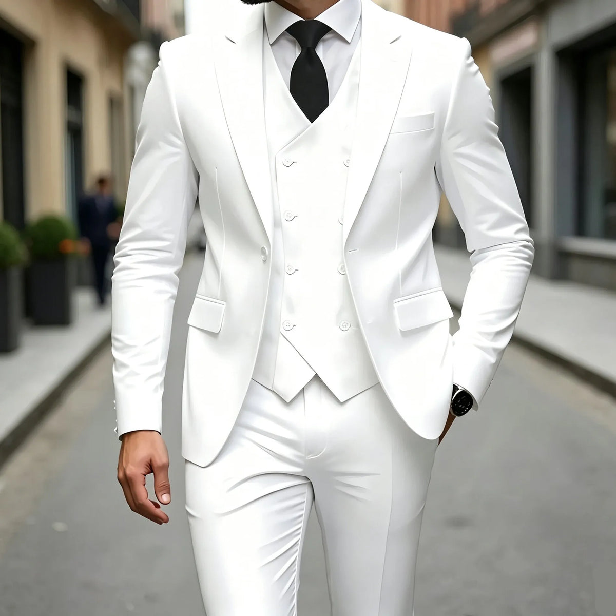 Elegant Male Suit 3 Pieces Blazer Vest and Pants Set Peak Lapel Tuxedo Suits for Men Ceremony Wedding Dresses Business Prom