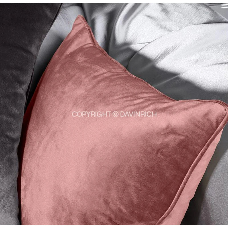 DAVINRICH Italian Velvet Throw Pillow Covers Soft Decorative Luxury Solid Square Cushion Case For Sofa Couch Bedroom Olive Green