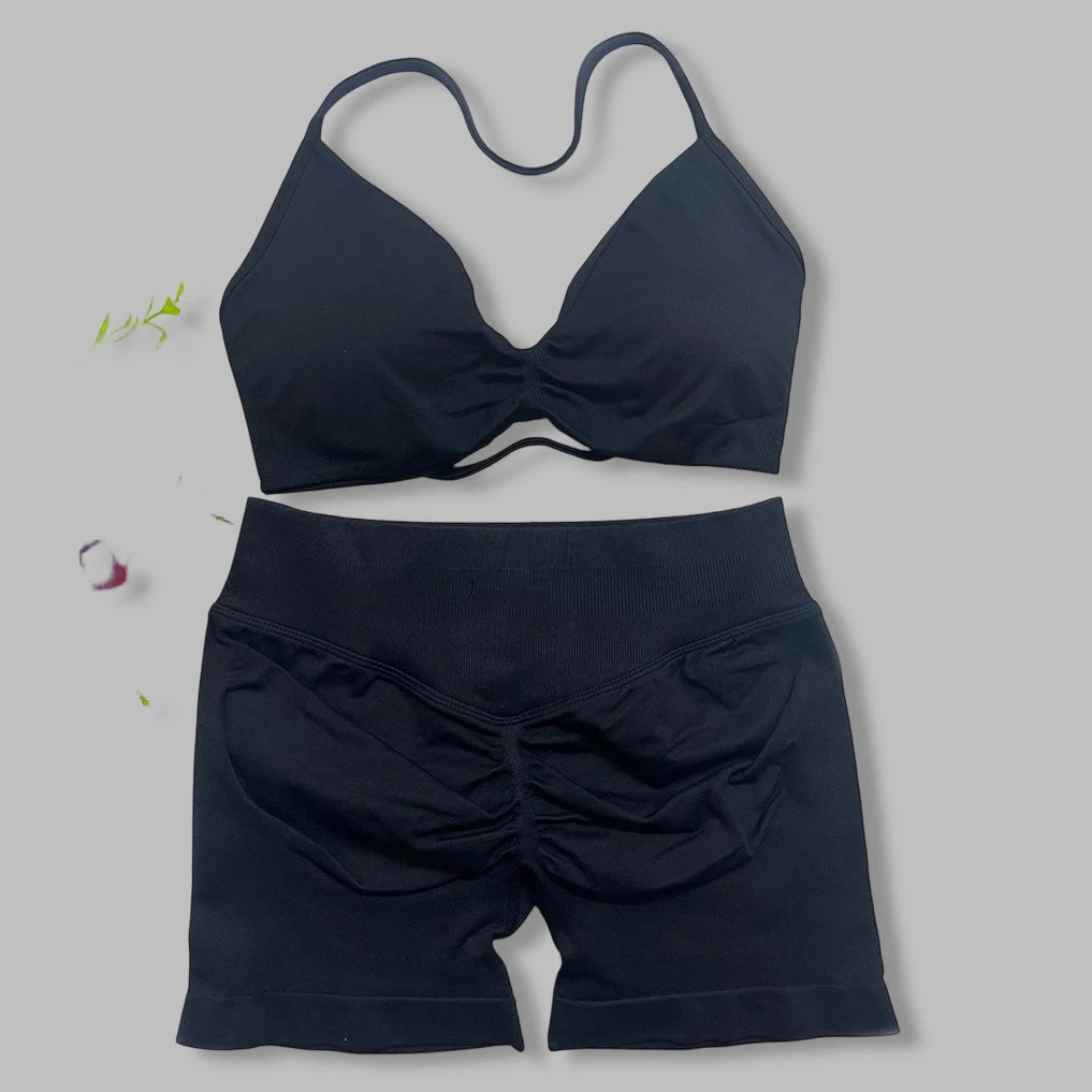Ensemble yoga femme, 2 pièces, haut et short