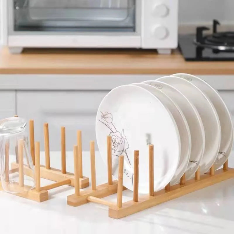Organizador de almacenamiento para cocina, multifuncional, con escurridor de vajilla, de madera, accesorios de cocina