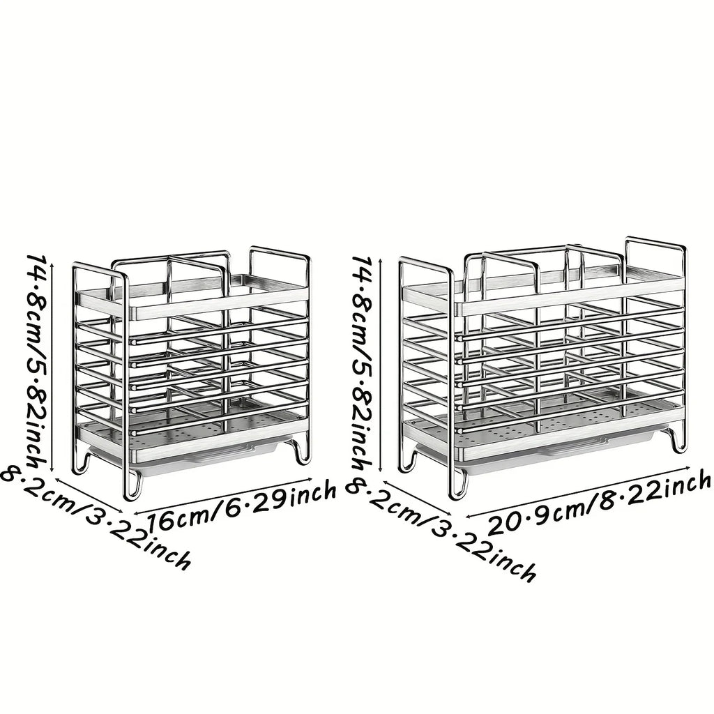 Organizador de utensilios de pared sin taladrar. Organizador de acero inoxidable que ahorra espacio para cubiertos de cocina, ideal para espacios pequeños.