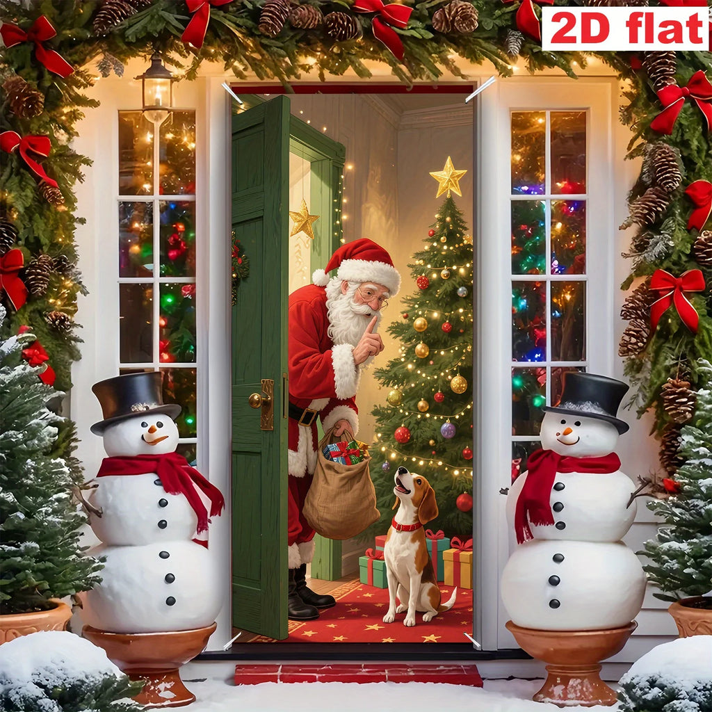 Christmas-themed decorative banners for the entrance area, featuring festive decorations for both indoor and outdoor use.