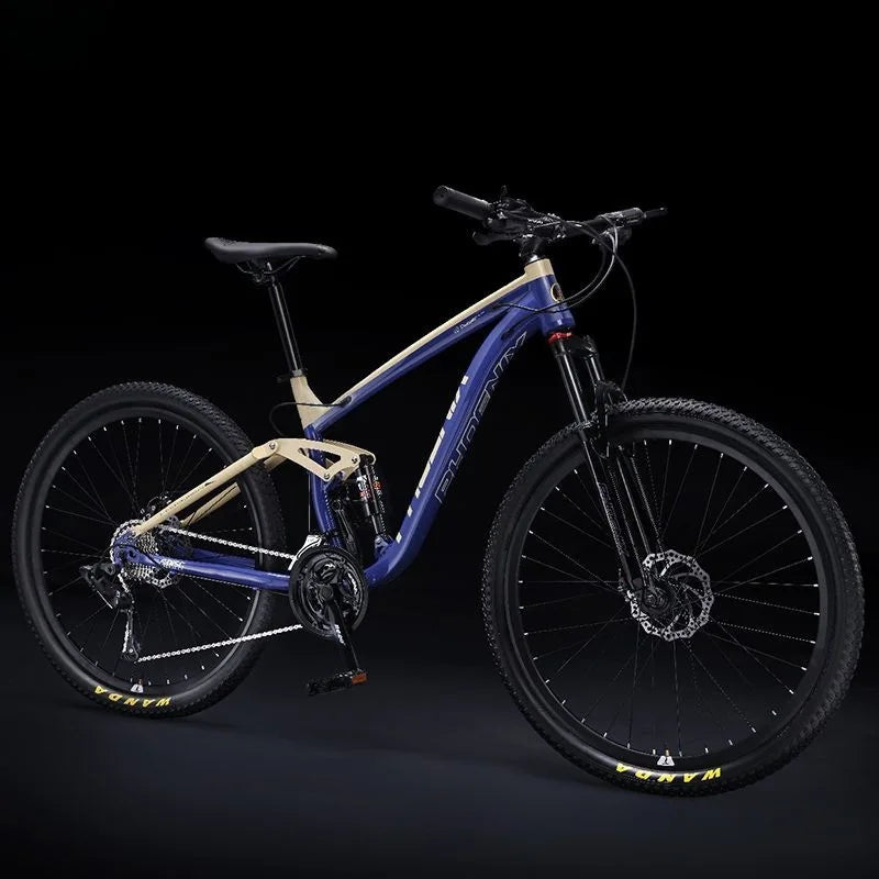 Fashion Full Suspension Mountain Bike High Carbon Steel Frame 24/26/27.5 Inch Disc Brakes Racing Grade 24/27/30 Speed Gears