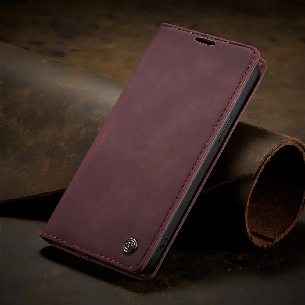 Matte Leather Flip Cover for iPhone 11 12 13 14 15 16e 17 18 Pro Max Mini Air Wallet Case XR XS 8 5S SE 2020 2022 Magnetic Retro