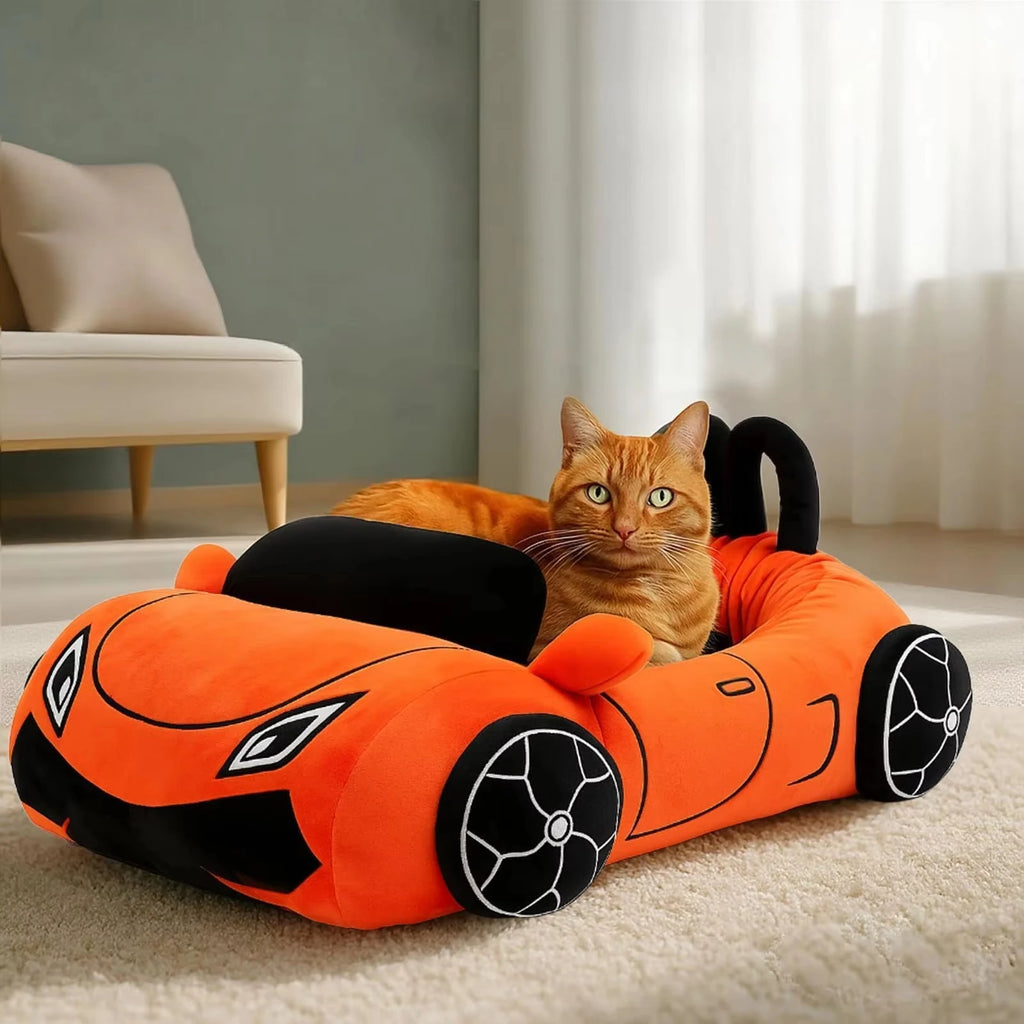 Jolis lits pour chats et chatons, doux et confortables, avec coussin, lavables, tapis pour animaux, pour chiots et chatons, jouets pour chats en forme de supercars amusantes