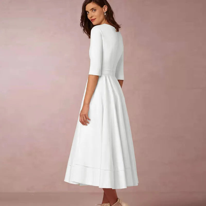 Abito midi da donna con scollo a V e spacco