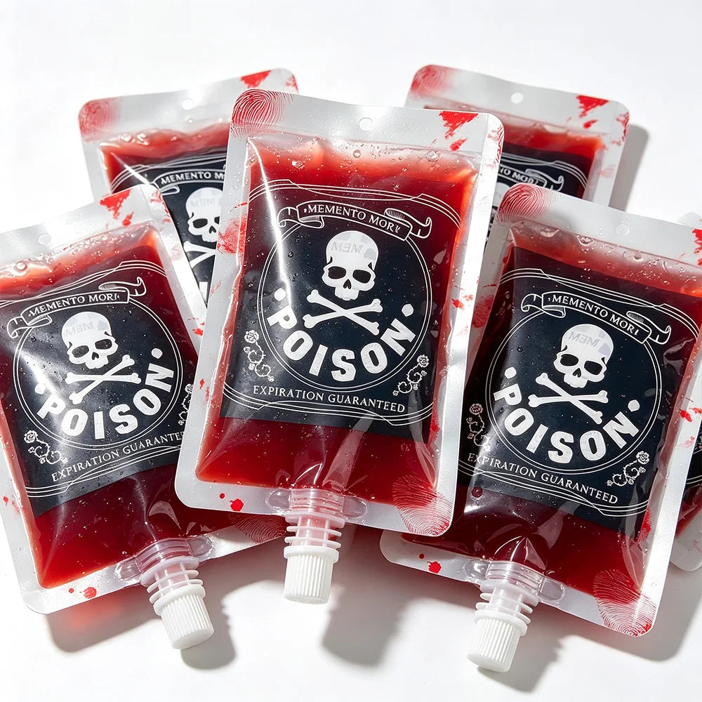 10–50 Stück Halloween-Blutbeutel, 250 ml, wiederverwendbare Trinkbeutel für Halloween-Partys, Cosplay und Dekorationen ﻿