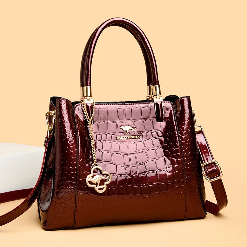Luxury Patent Leather Crossbody Bags Women Crocodile Pattern Sac 2026 Large Capacity Ladies Shoulder Tote Bags Designer Purse