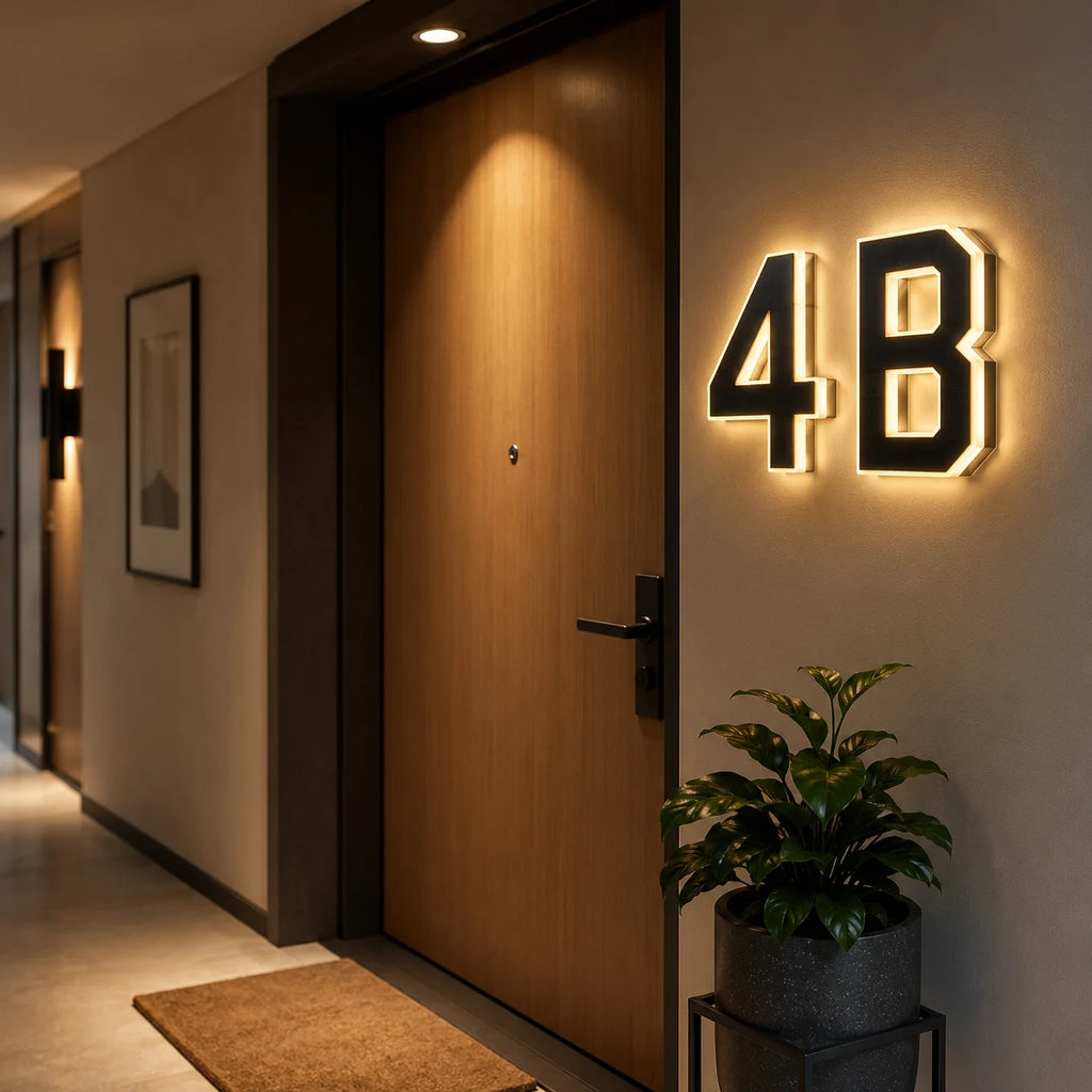 Outdoor Solar House Number Light 12CM LED Address Sign Light Sensor Door Plate for Home Yard Wall Decoration Use Set Kit Supply