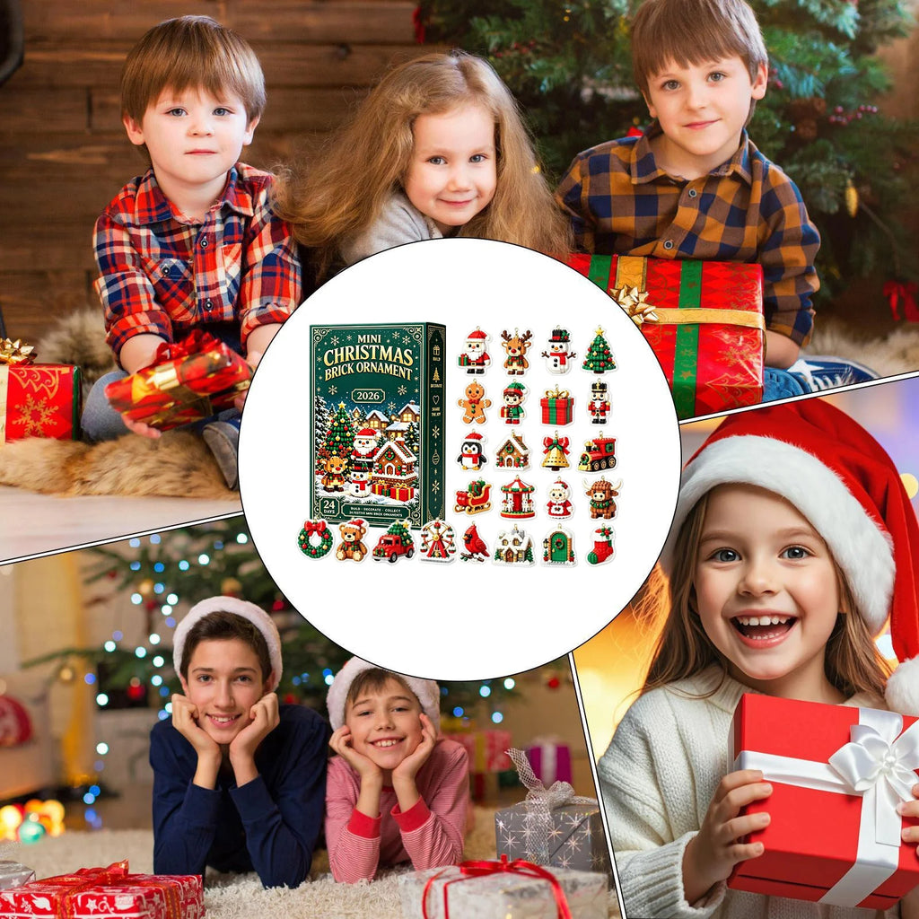 Calendario dell'Avvento di Natale 24 giorni Mini ornamenti in mattoncini Regalo unico per il conto alla rovescia con blocchi da costruzione fai-da-te Decorazione natalizia per la casa