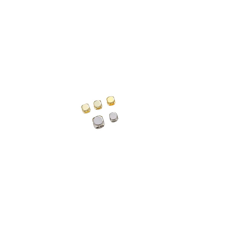 20 Stück  2-4mm  Vergoldete echte quadratische Perlen, geschliffene Perlen  DIY-Schmuck, Halskette, Armband, Abstandshalter, Zubehör, Materialien