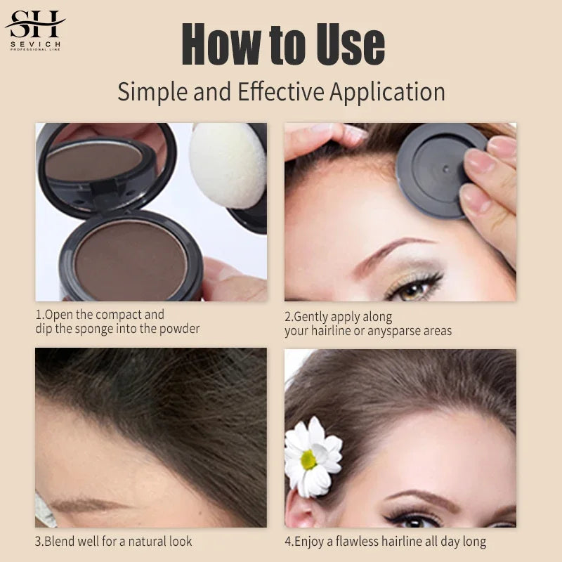 SEVICH Hairline Shadow Powder with Brush, Water- and Sweat-Resistant Hair Loss Concealer, Bald Spot Cover-Up Powder for Women and Men