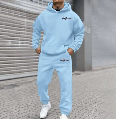 2026 letter printed sportswear set men's hooded sweatshirt long pants set spring and autumn winter warm suit Tracksuit