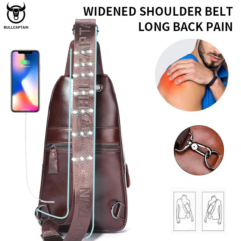 BULLCAPTAIN XB127 Genuine Leather Chest Bag
