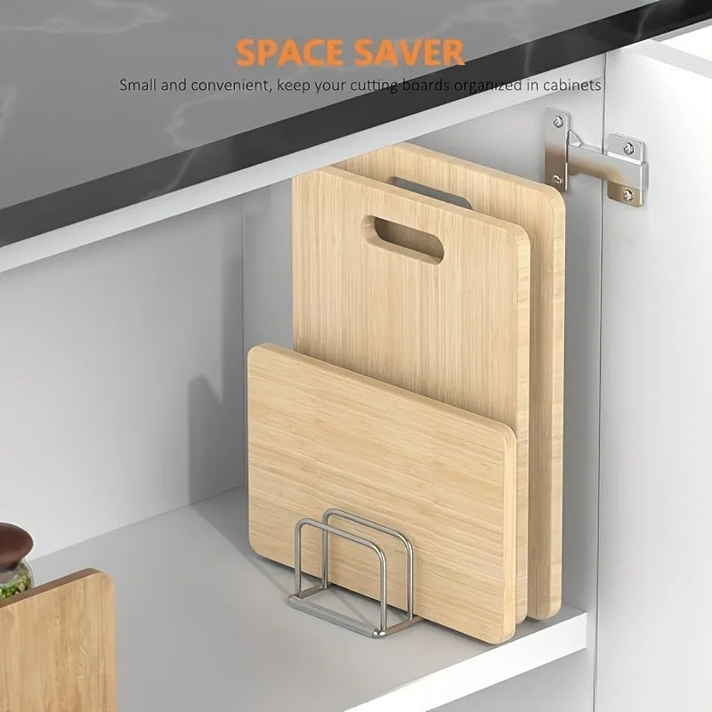 1 pz. Organizer salvaspazio combinato per coperchi e taglieri in acciaio inox - Supporto robusto da appoggio, organizer per cucina