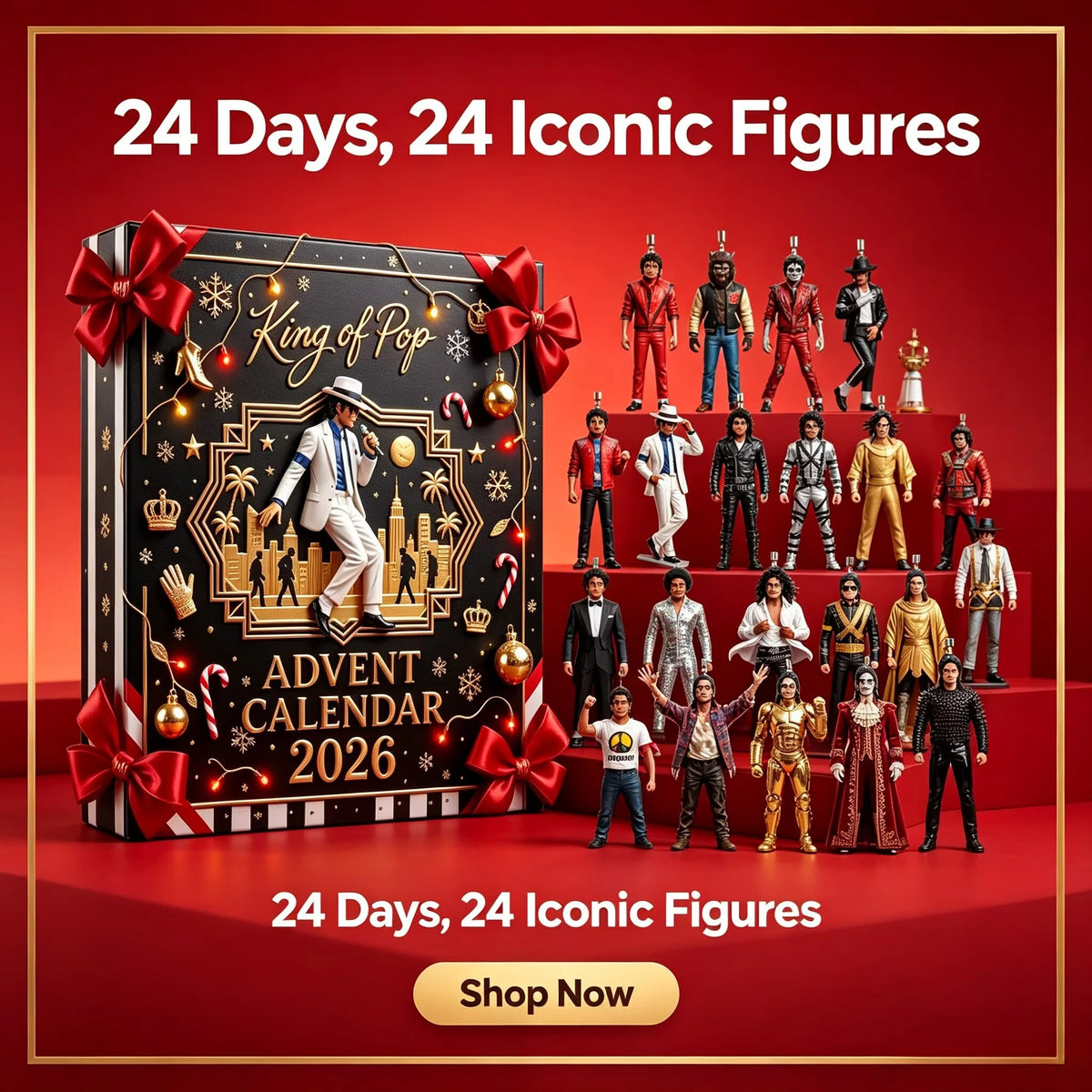 2026 Michael Jackson Christmas Advent Calendar Classic Stage 2D Acrylic Hanging Figurine Xmas Tree Decor Gift for Music Fans S