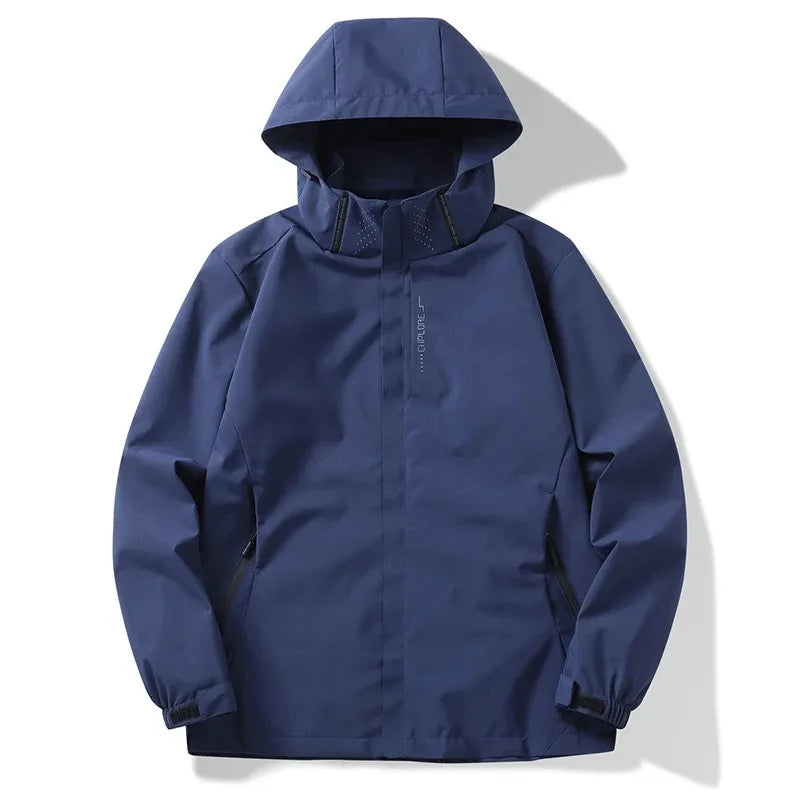 Autumn New Outdoor Jacket for Men Hooded Zipper Slim Fit Windbreaker Coat Male Climbing Hiking Waterproof Casual Clothing