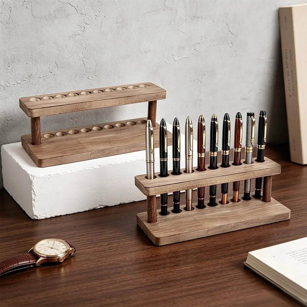 Wooden Pen Display Stand, 10 Slots