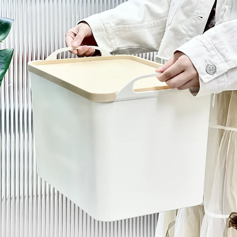 Caja organizadora multifuncional para el hogar con asas, ideal para guardar mantas y otros artículos en el suelo del armario