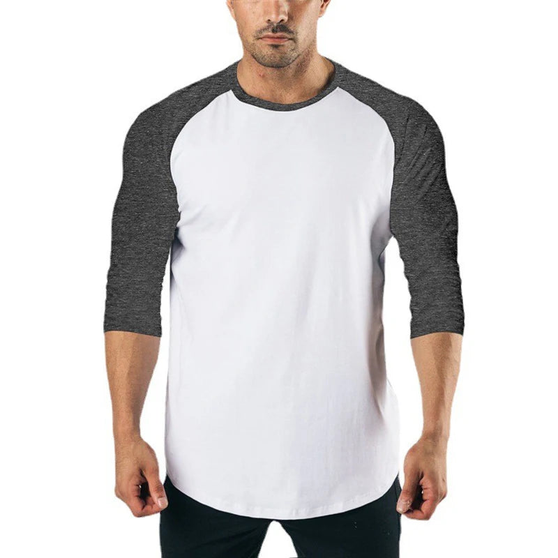 Herren-Sportshirt aus Baumwolle mit Dreiviertelärmeln