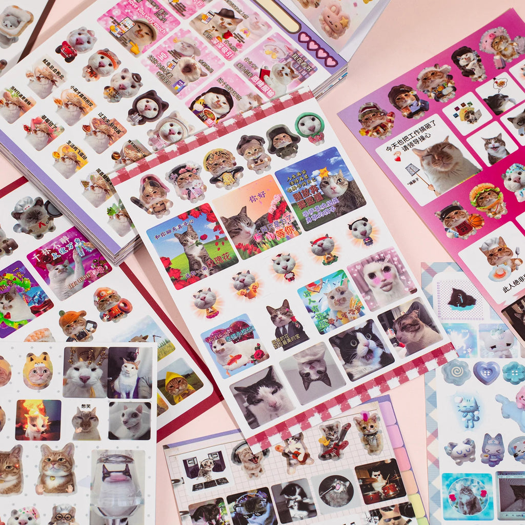 600+ Cartoon-Katzen-Lebenssticker-Bücher, Ästhetische Katzen-Sticker für Journaling, Scrapbook, DIY-Bastelarbeiten, Handyhüllen, Wasserflaschen