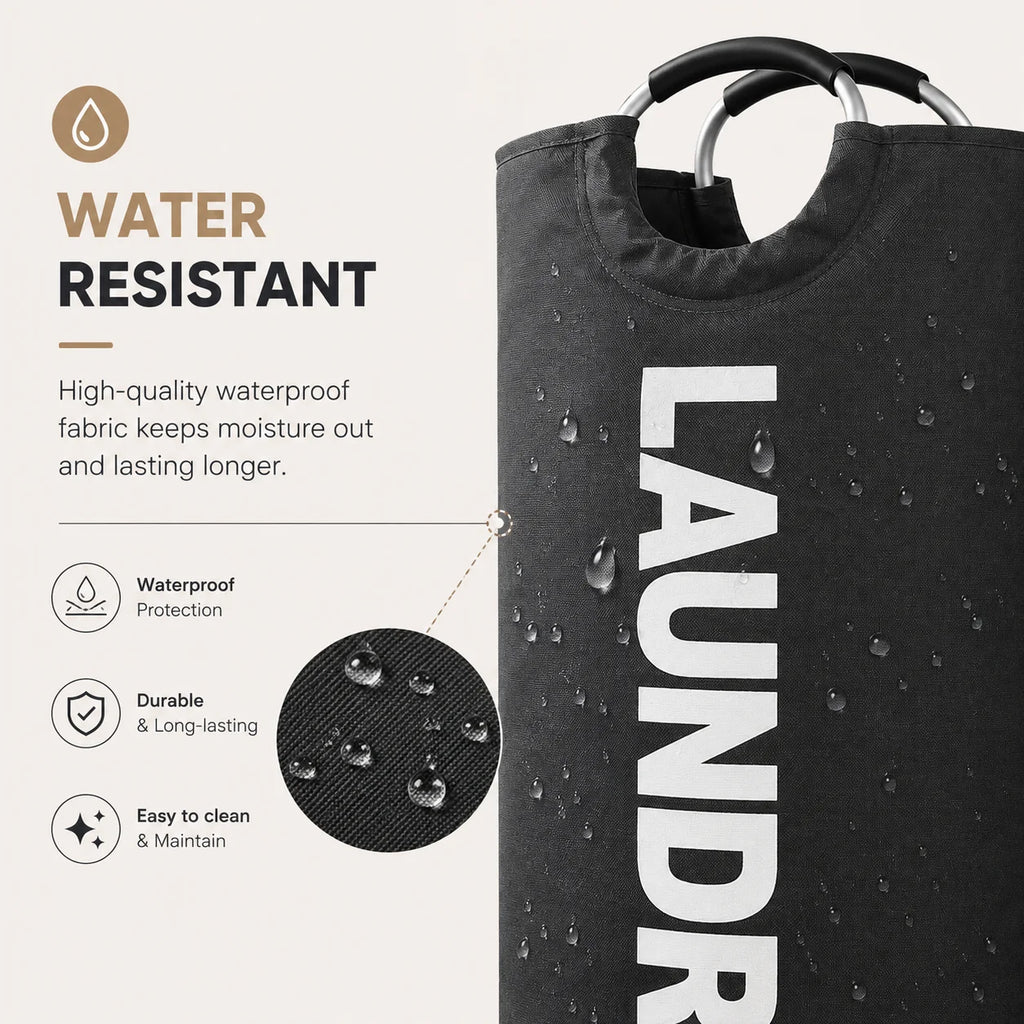 Lot de 2 paniers à linge extra larges de 115 L, paniers pliables avec poignées souples rembourrées, sacs à linge pliables autoportants pour le rangement des vêtements, chambre, salle de bain, dortoir et buanderie
