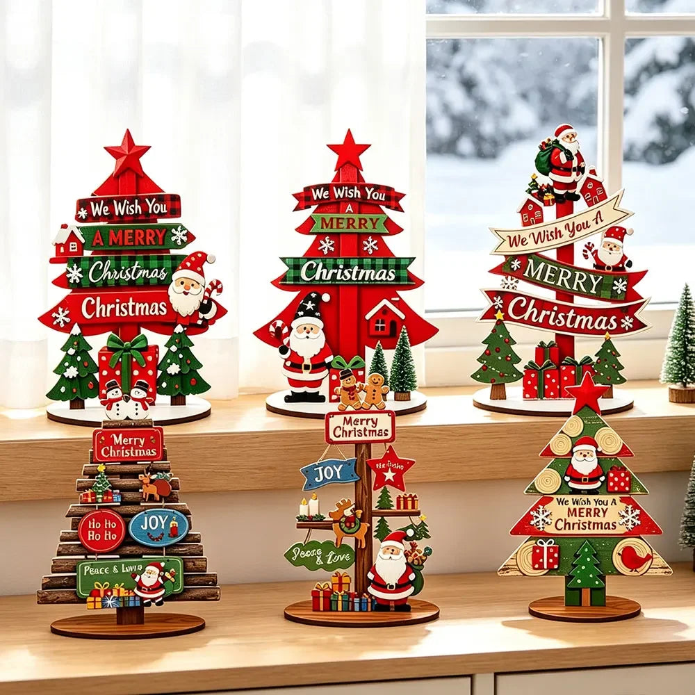Runt 1pc Mini Wooden Christmas Tree,Merry Christmas Decor for Home,Xmas Gifts ,Navidad 2026 ,New Year Table Decor