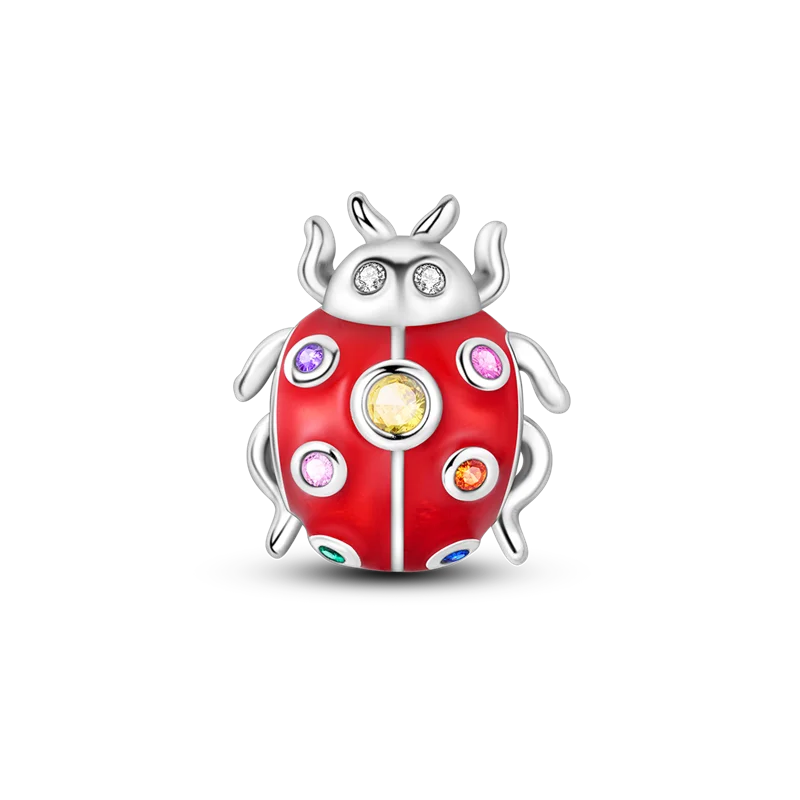 925 Sterling Silver Bright Red Charms Bead CZ Zircon Cute Doll Pendants Fit Original Bracelet DIY Jewelry Women Gift