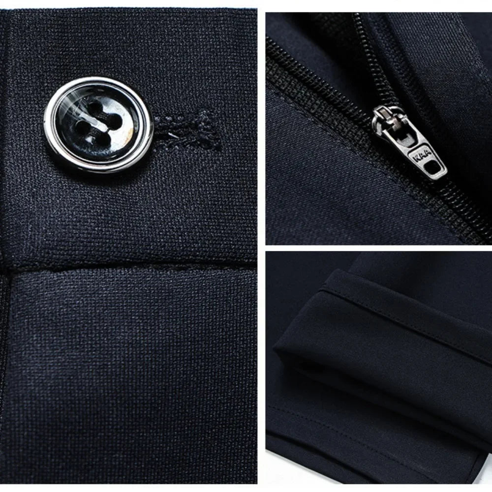 Men's Casual Pants Non-ironing Anti-wrinkle Elastic Suit Pants Small Foot Thin Solid Trousers Stretchy Hot Selling Male Bottoms