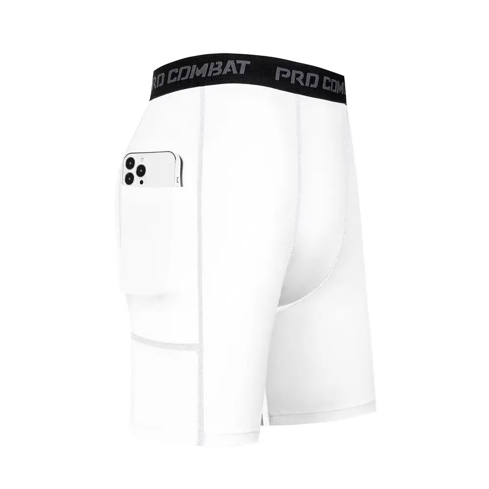 Pantaloncini sportivi aderenti uomo con tasca