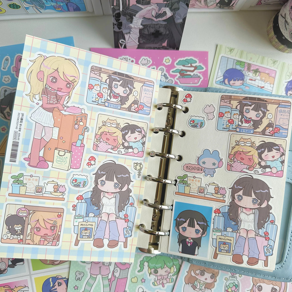 Autocollants coréens mignons, doux et cool, autocollants japonais de filles de Shibuya, autocollants de personnages kawaii, carnet, journal intime, scrapbooking, autocollants DIY