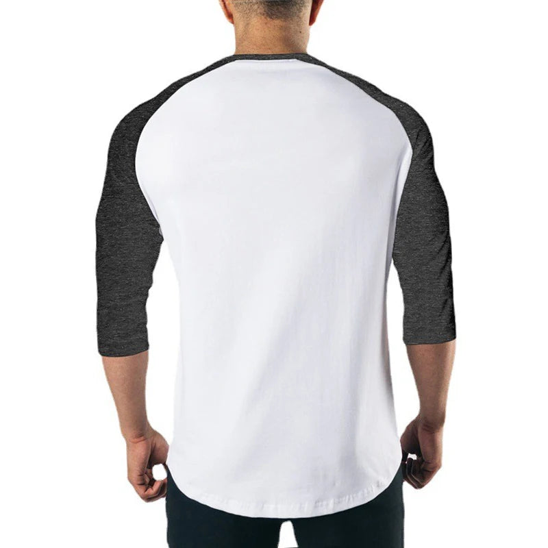 Herren-Sportshirt aus Baumwolle mit Dreiviertelärmeln