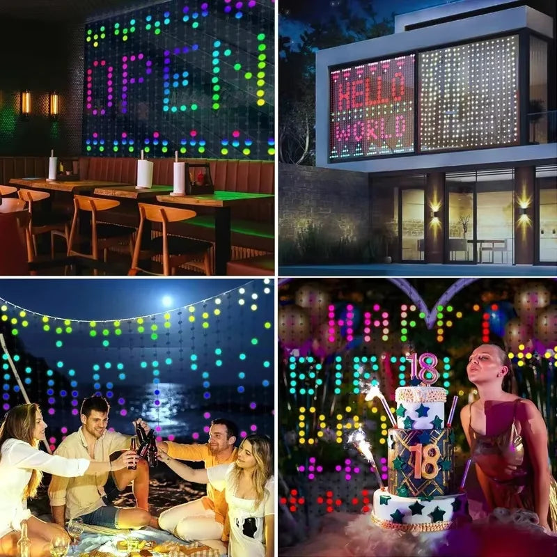 Smart LED Curtain Light APP Control RGB Dimmable DIY Pattern Music Ambient Lighting For Home Holiday Party Christmas Decoration