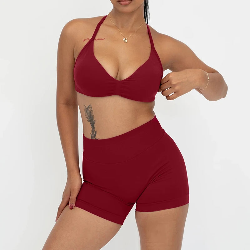 Ensemble yoga femme, 2 pièces, haut et short