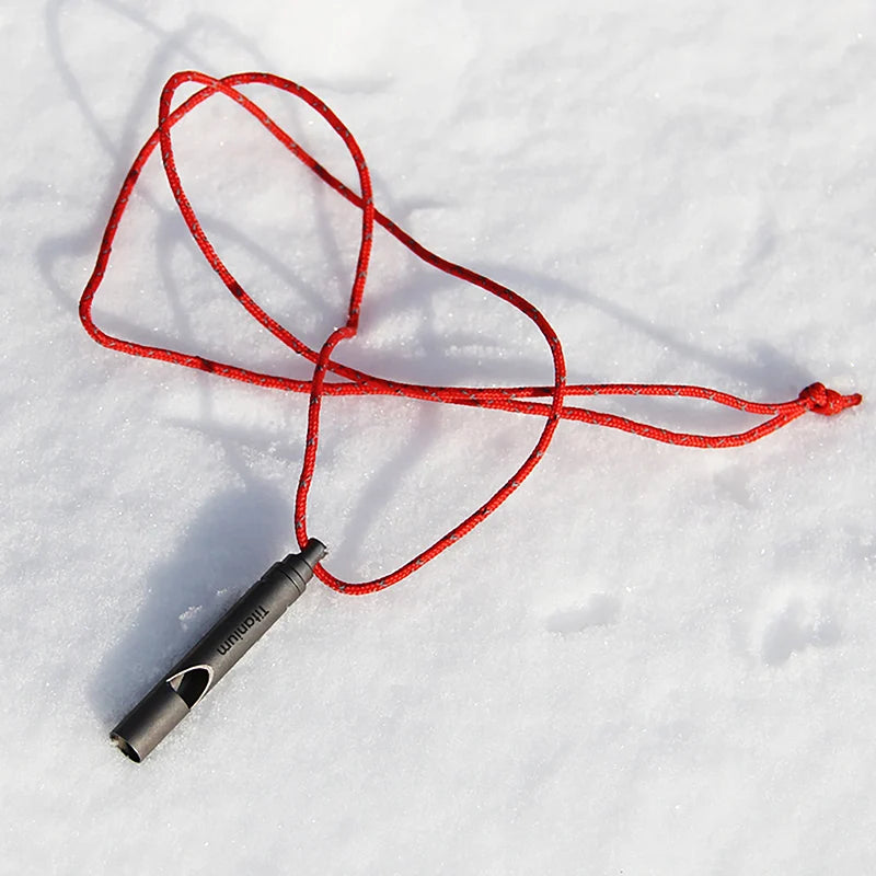 Tiartisan Titanium Emergency Whistle With Lanyard Outdoor Camping Exploring Portable Loud Survival Whistle Ultralight Edc Tools