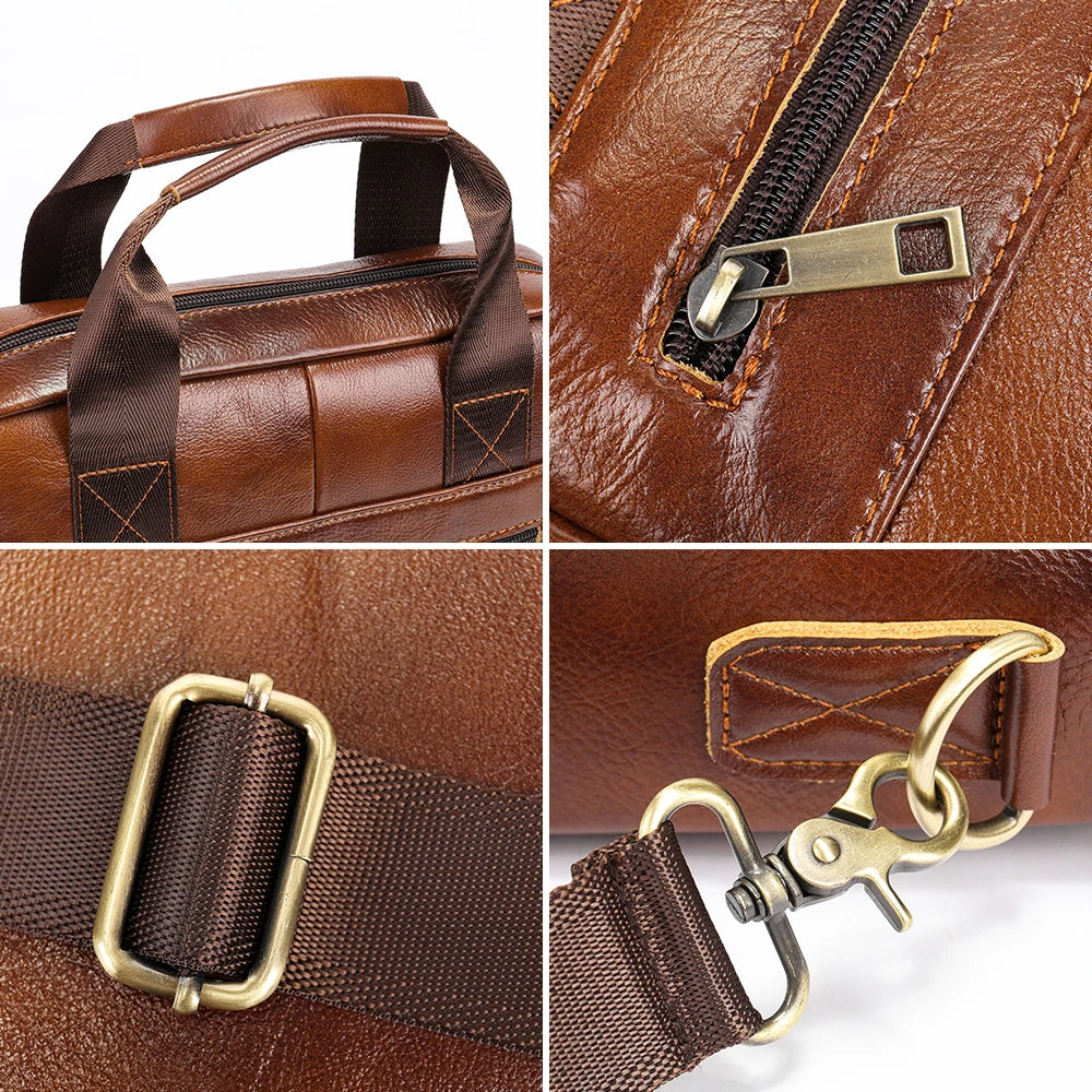 WESTAL Genuine Leather Messenger Bag for 13.3-Inch Laptop