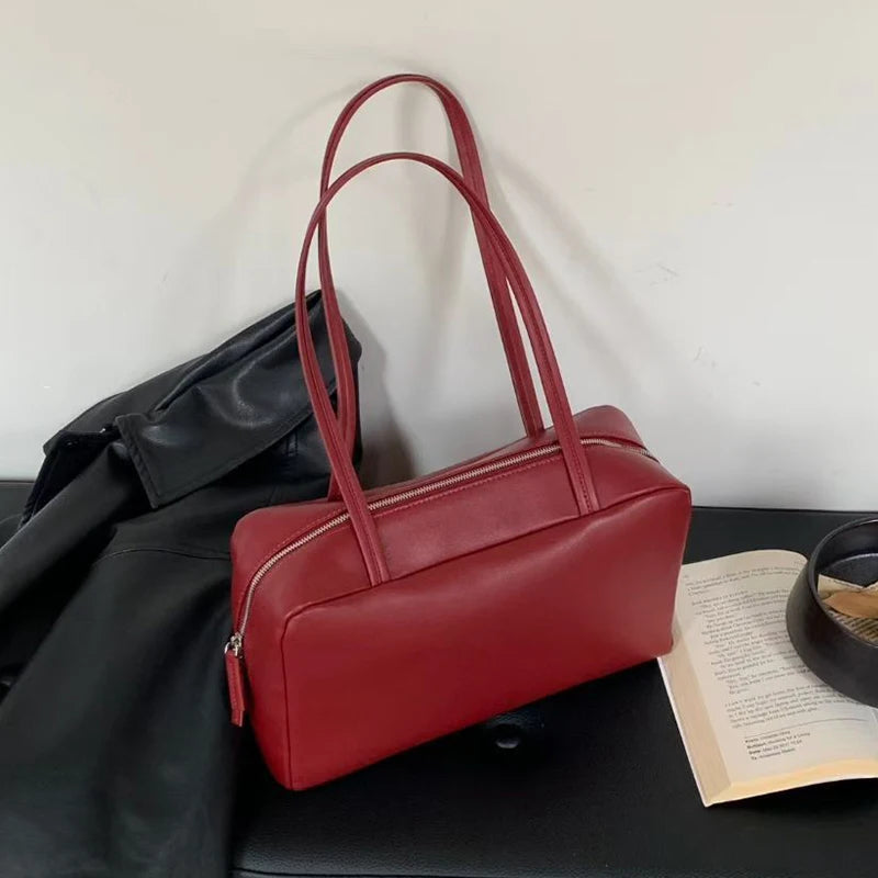 2026 Autumn Genuine Leather Women Handbags Casual Solid Totes Women Shoulder Bowling Bags Luxury Brand Cowhide Women Bags