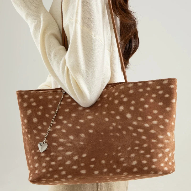 Vintage Faux Suede Big Bags For Women Luxury Designer Handbag Purses 2026 New In Double Straps Underarm Shoulder