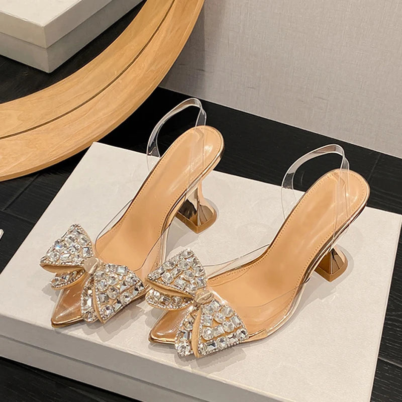 Slingback donna Liyke trasparenti con fiocco gioiello