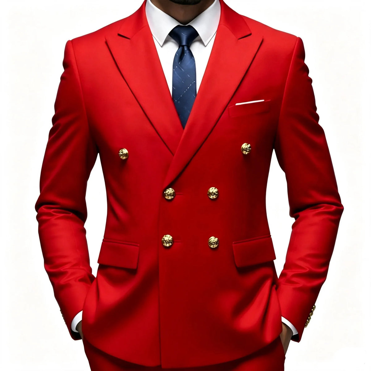 Business Men Suit Double Breasted Coat Jacket Blazer Tuxedos Tailored Peak Lapel Only Jacket
