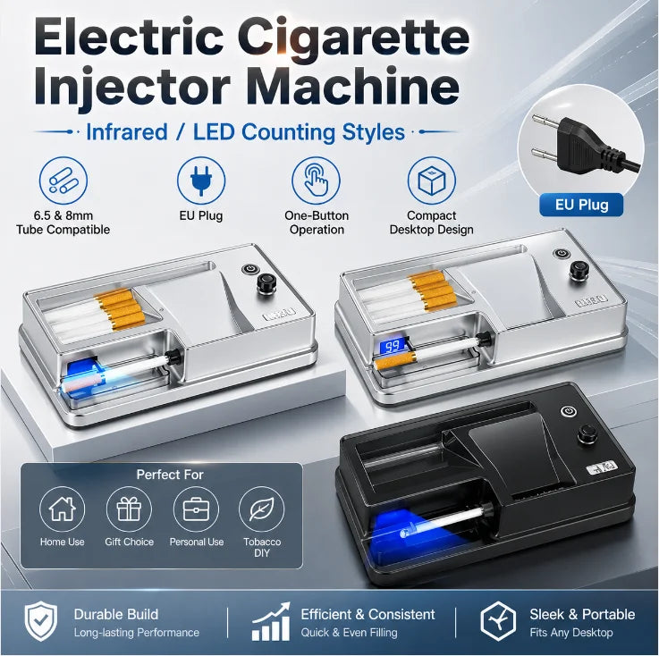 6,5/8-mm-Röhren-E-Zigaretten-Füllmaschine Infrarot-Sensor-Injektor Tabakfüller Automatische Zigarettenmaschine Raucherzubehör