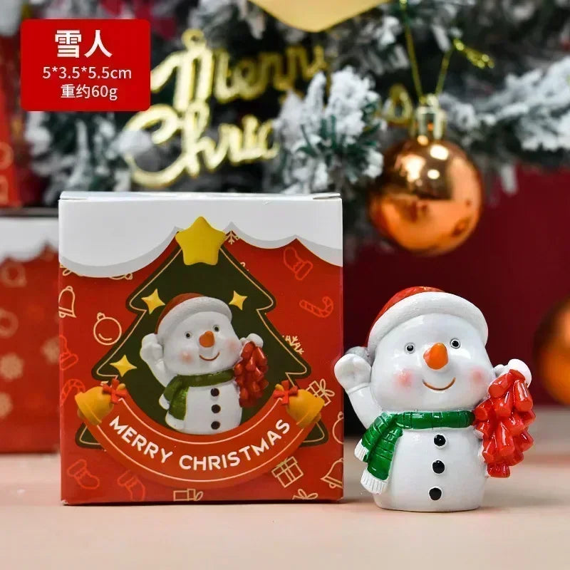 Christmas Series Craft Resin Animal Party Creative Mini Christma Tree Old Girl Kids Cute Gift Home Decoration Supplies Decor