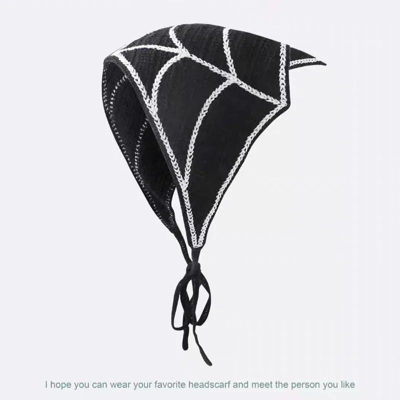 Neue Fledermaus-Halloween-Tasche, Kopftuch, gestrickter dreieckiger Baumwollschal mit Totenkopf und Spinne, Stirnband, Kopfbedeckung für Damen und Mädchen, Geschenk zum Allerseelentag